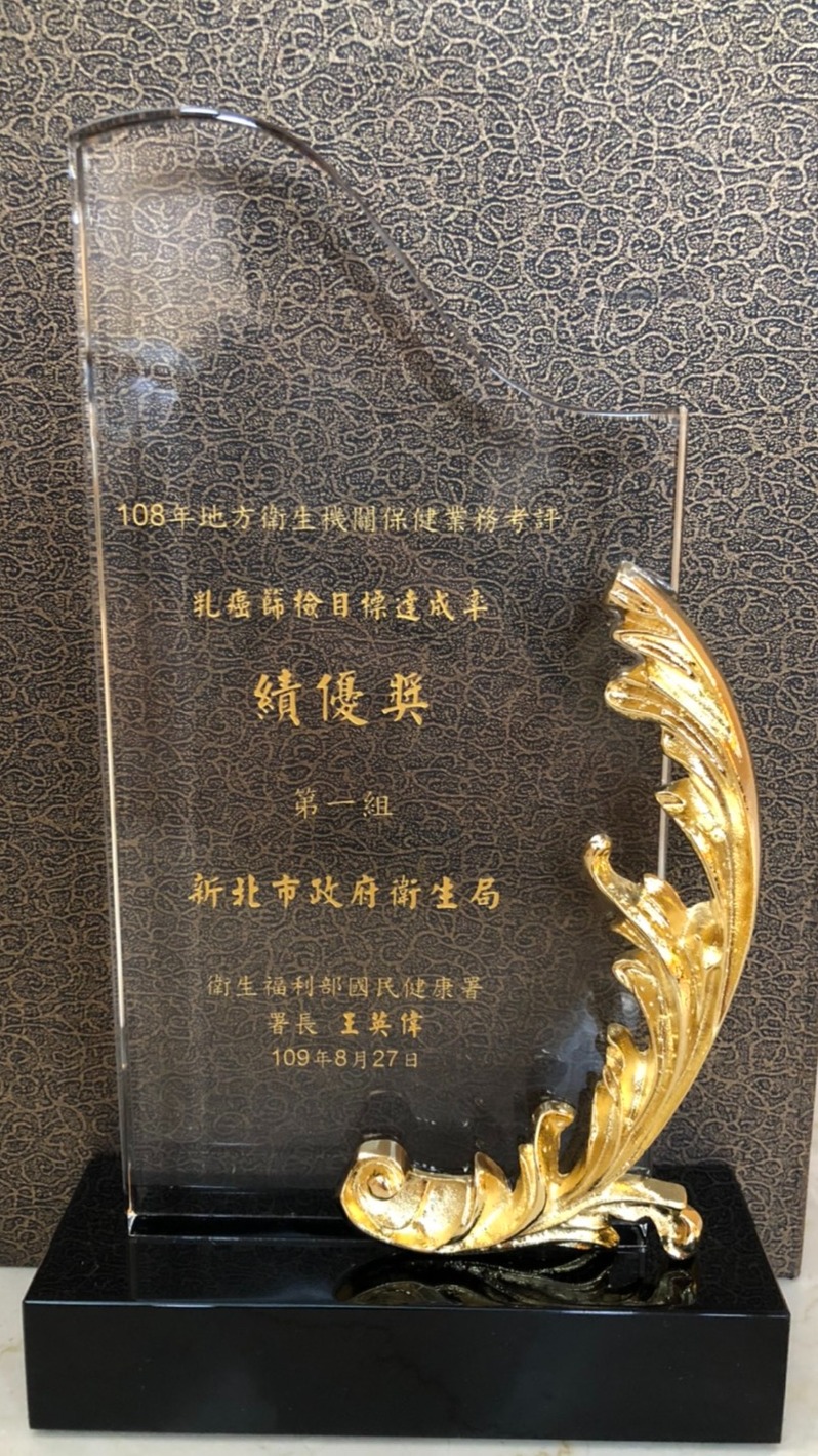 108年「乳癌篩檢目標達成率」六都第1名
